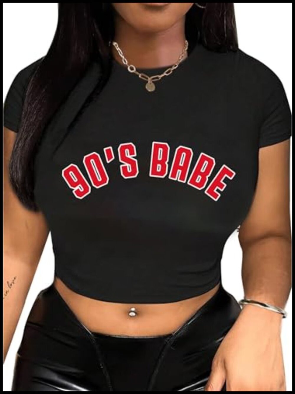Womens Short Sleeve Graphic Crop Top 90s Babe Vintage Tee